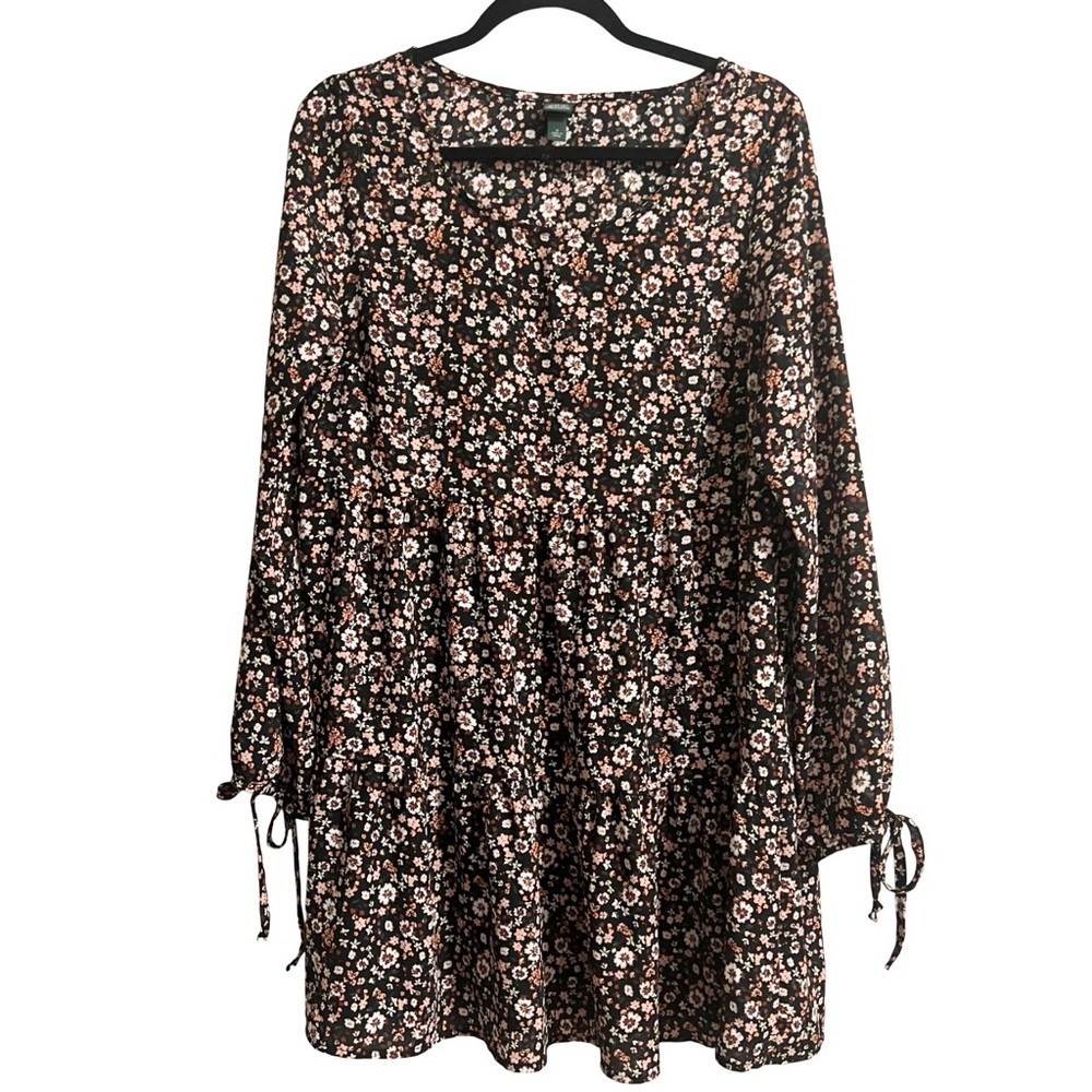 Wild Fable Floral Long Sleeve Tiered Baby Doll Dress Size Medium
